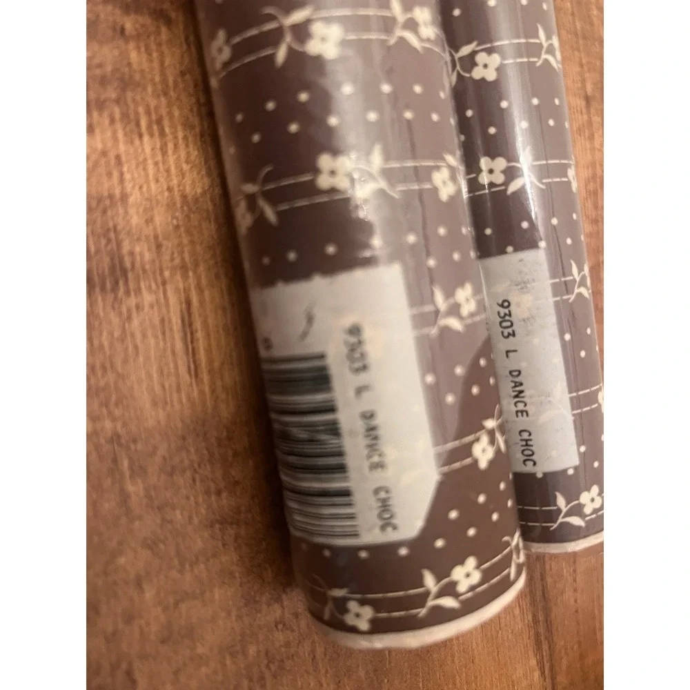 2 Vtg Rolls ConTact Paper 1982 Brown Floral Self Adhesive Choc Dance